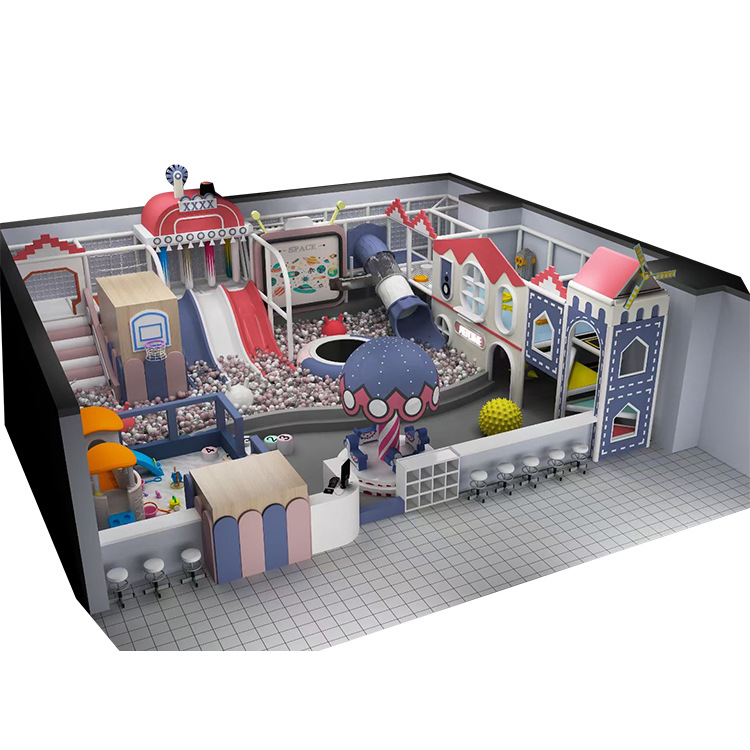 Indoor macaron series naughty Castle factory Internet celebrity parent-child slide trampoline combination children's playground equipment
