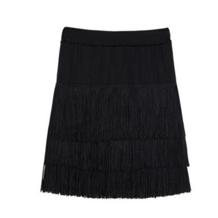 Latin Dance Clothing Women's New Latin Dance Skirt Tassel Skirt Dance Dance Clothing Training Clothing Short Skirt Black