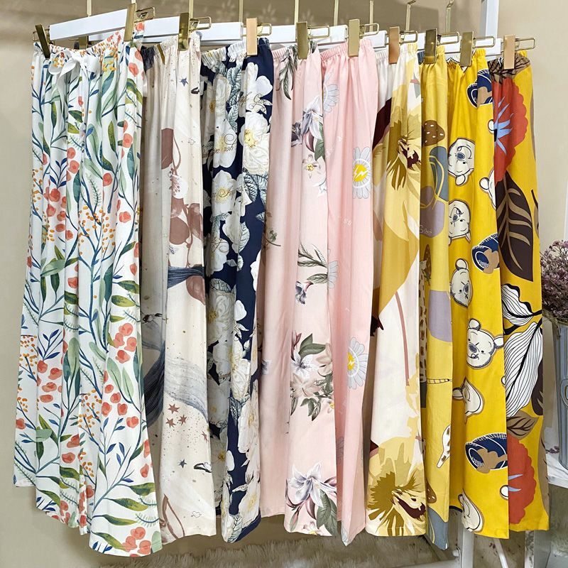 40 PCs Cotton Silk New Arrival Pajama Pants Summer Women's Loose Large Size Wide-leg Pants Ankle-length Pants Women's Outwear Pure Cotton Artificial Cotton