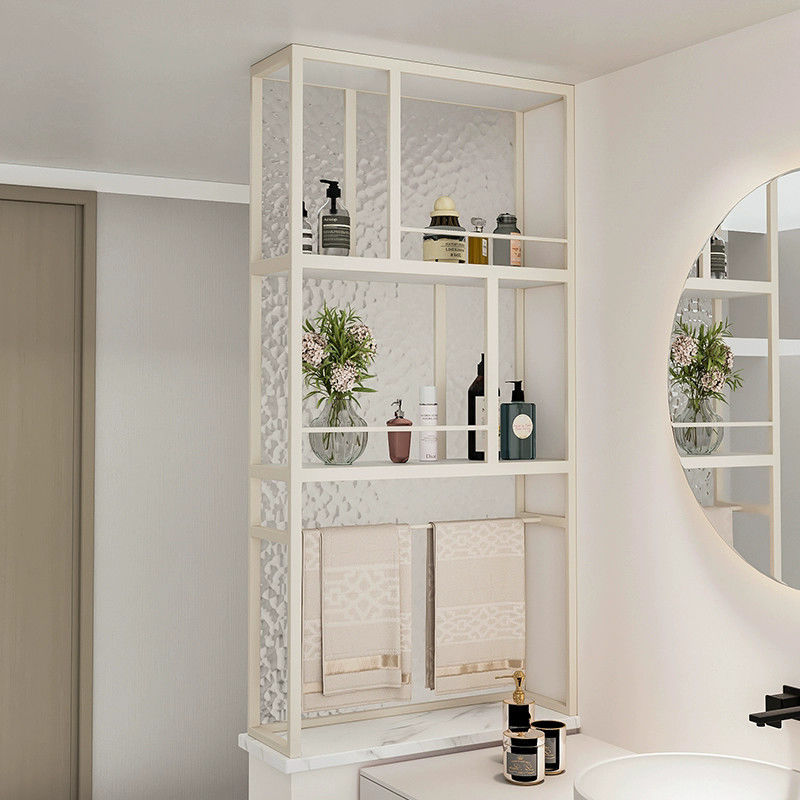 Modern Simple Cream Style Toilet Washing Table Dry and Wet Area Bedroom Storage Rack Half Wall Screen Partition Cabinet Mengnuo