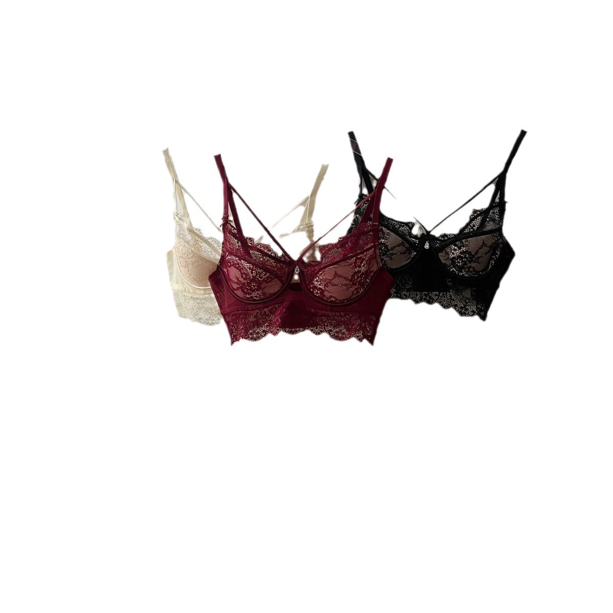 French Lace Bra suit Light Luxury Thin Mango Cup Soft Steel Ring Underwear Full Lace Sexy Underwear