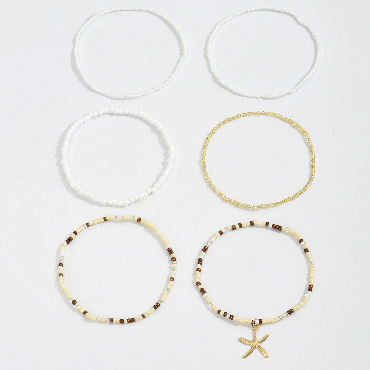 Explosions Summer Beach Bead Beaded Beadlets Holiday Style Alloy Starfish Pendant Multi-layer Foot Ornaments for Women