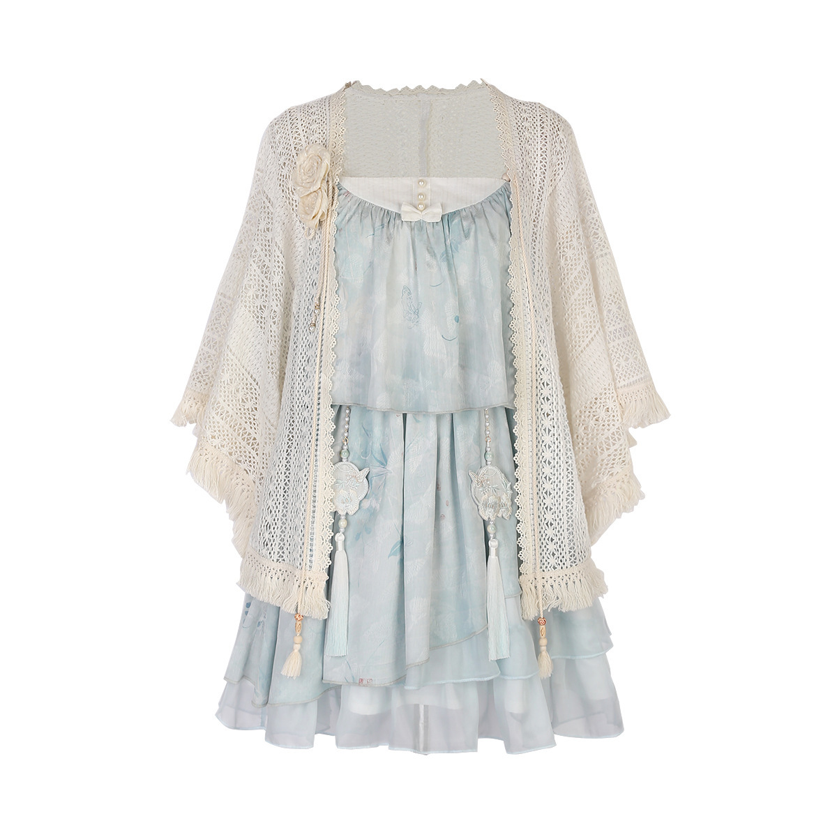 Original Design Haiyan Girl Hanfu Women's Chinese Style Improved Han Elements Shawl Sling Skirt suit 7131