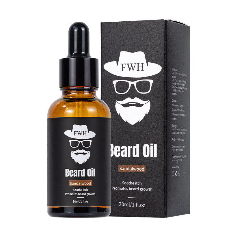 Cross-Border Beard Oil Men's Hair Growth Serum Beard Care Essential Oil Sandalwood Beard Oil Beard Oil Customization
