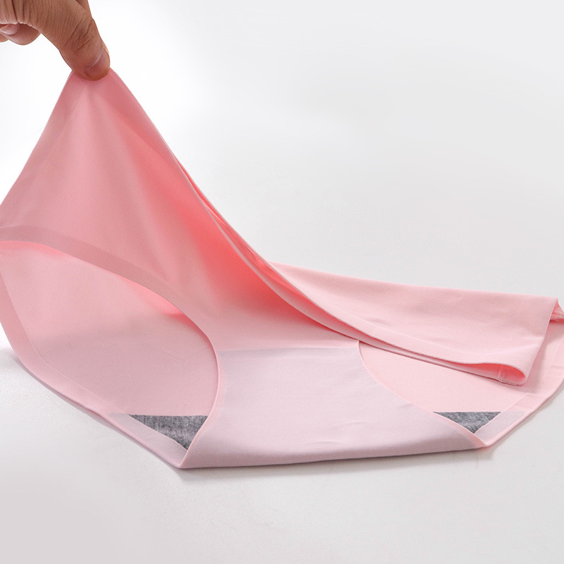 Ready Stock Women's Ice Silk Nylon Seamless Panties, One-Piece Breathable Mid-Waist Sexy Briefs, Triangle Panties