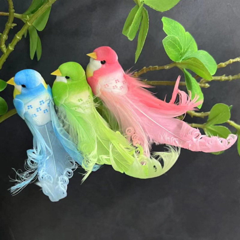 Simulated Bird Curly Bird Factory Direct Sales Wholesale Simulated Feather Curly Bird Foam Bird Six-Color Handicraft Accessories