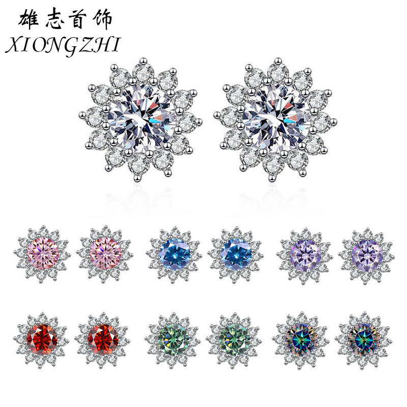 Серьги из стерлингового серебра S925, многозахватные, с моиссанитом