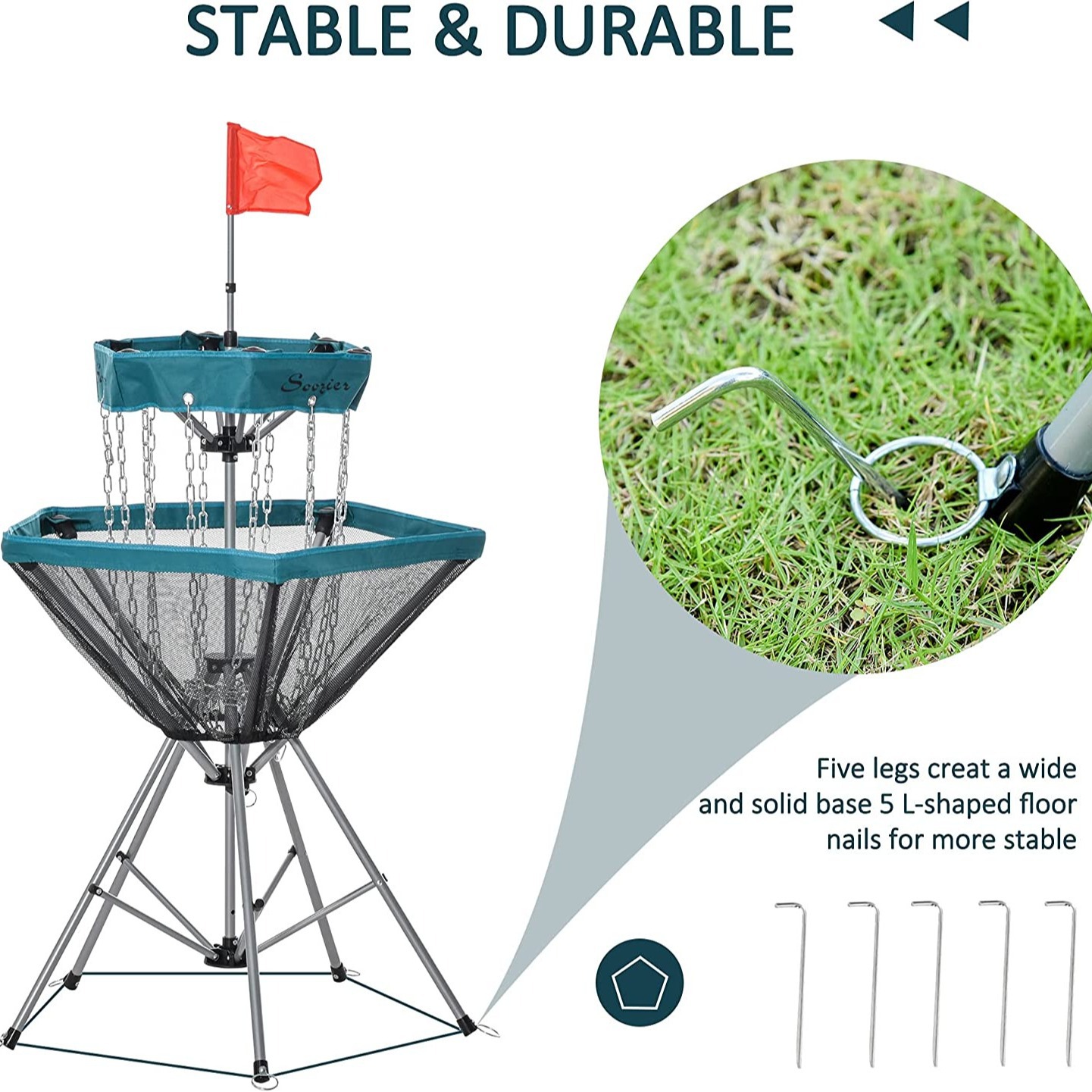 12 Chain Portable Installation-free Metal Frisbee Golf Basket Target Ball Basket Practice Basket Holder for Outdoor Sports