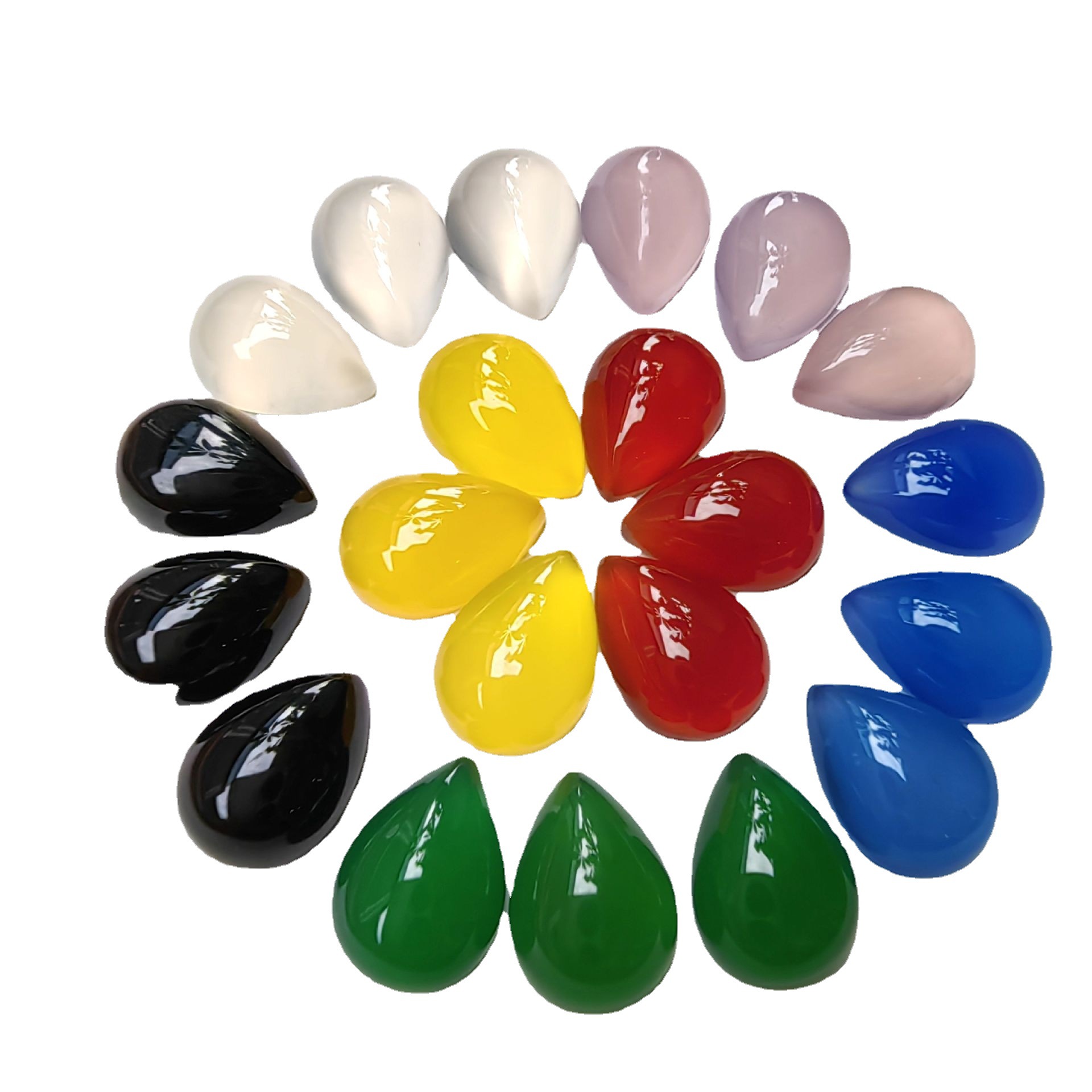 Natural Agate Ring Surface Pear-Shaped Agate Patch Agate Water Drop Ring Surface Wholesale DIY Jewelry Accessories Red Agate