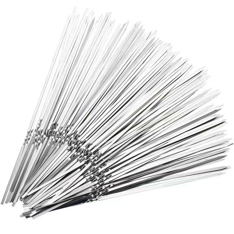 Barbecue Skewers, Mutton Skewers, Barbecue Skewers, Stainless Steel Flat Skewers, Round Skewers, Barbecue Needles, Barbecue Tools, Iron Skewers