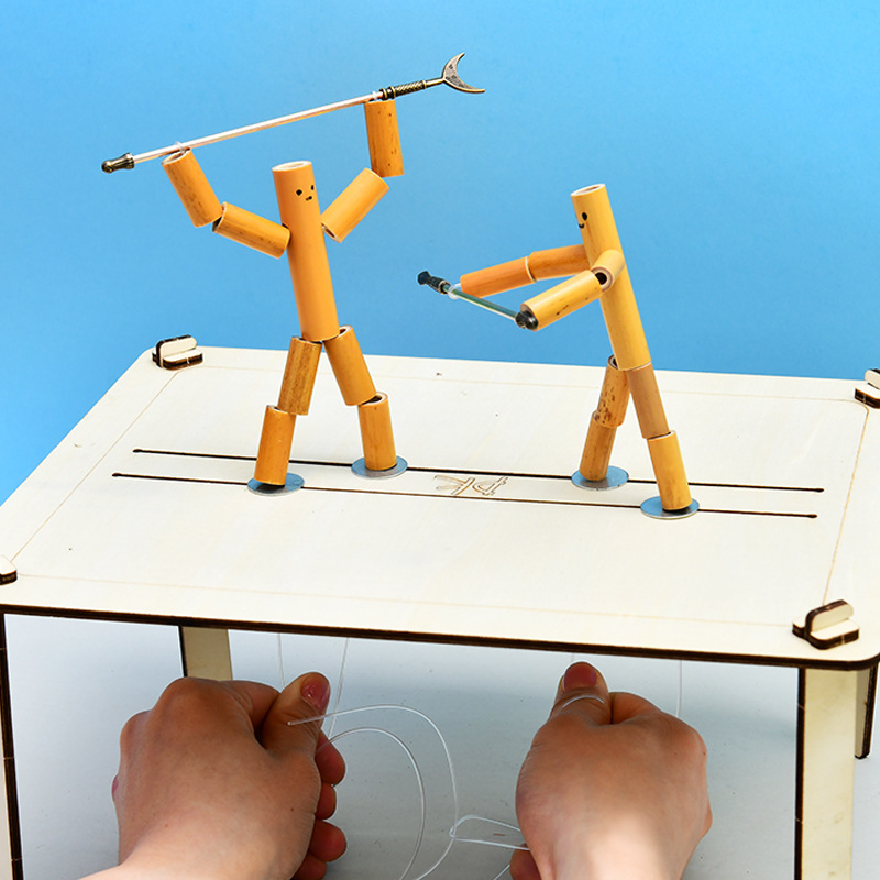 Bamboo people material bag DIY small bamboo people teacher designated two-person battle puzzle game bamboo people with PK table
