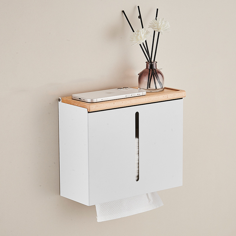 Household tissue box solid wood tissue box walnut paper box kitchen bath roll paper box multi-purpose storage rack in stock wholesale