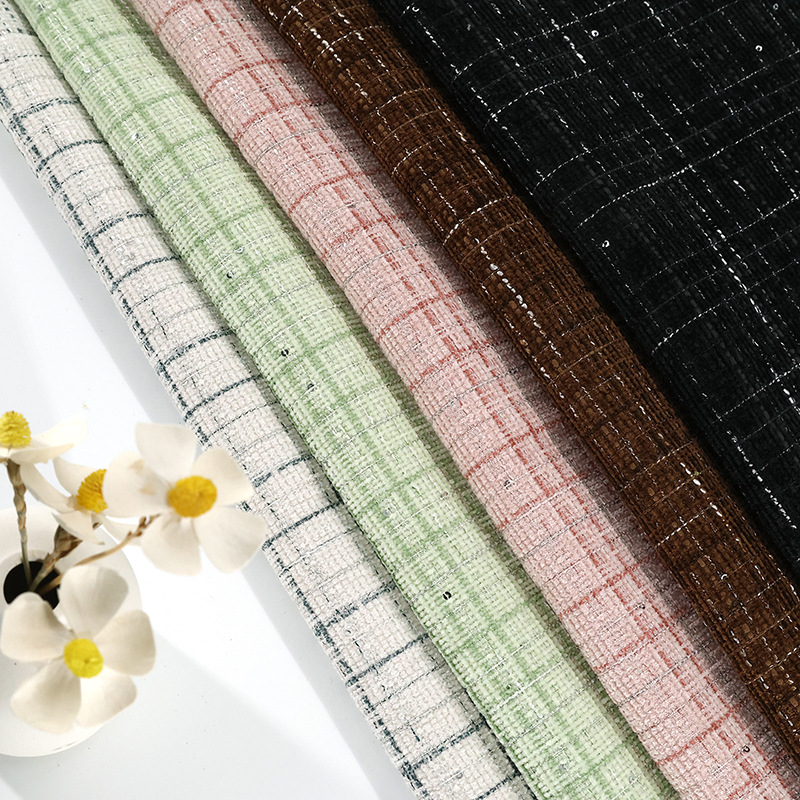 Coarse spun xiangfeng garment fabric polyester yang 270g checkered dress fabric coat clothing tweed fabric
