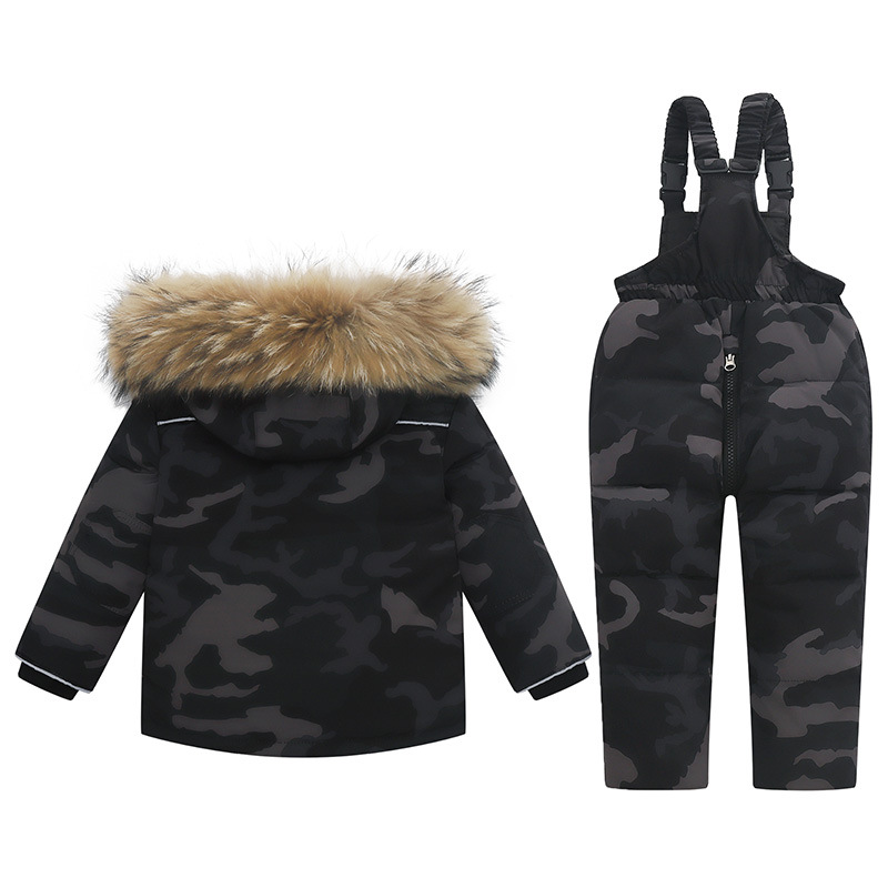 Factory Direct European and American children's down jacket suit boys and girls thickened 1-6 years old ski suit down two-piece suit