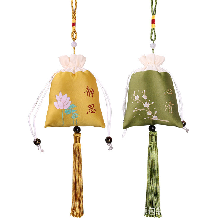 Factory wholesale sachet jewelry bag aromatherapy bag woven embroidered small Lotus bag sachet Zen Chinese style traditional ancient style brocade bag
