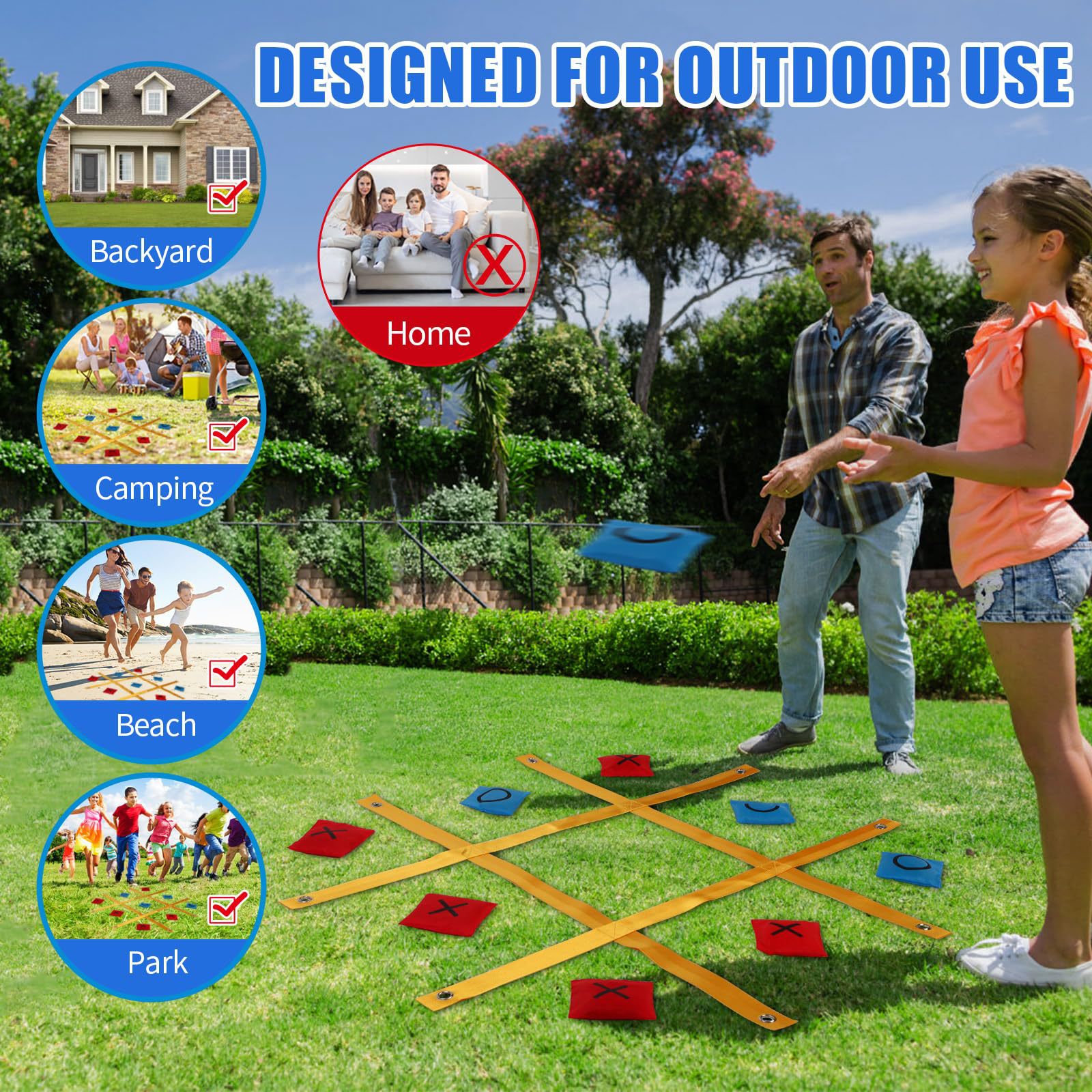 Giant Tic Tactoe Game Tic Tac Toe Strap Outdoor Entertainment Portable Outdoor Lawn Game Tic Tac Toe Strap
