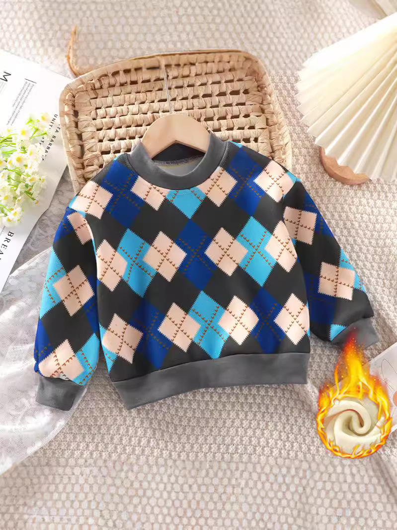 Children's Velvet T-Shirts, Autumn and Winter Boys' Thickeneded Baby Sweaters, Girls' Warm Sweatshirts, Clothing, Kidsren's Clothing Wholesale