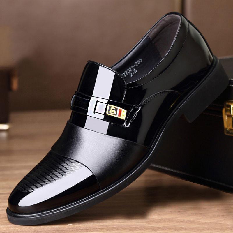 Leather Shoes Men's Leather Shoes Spring Breathable Business Casual British Dress High Sense Pointed Wedding Shoes for Work Wholesale