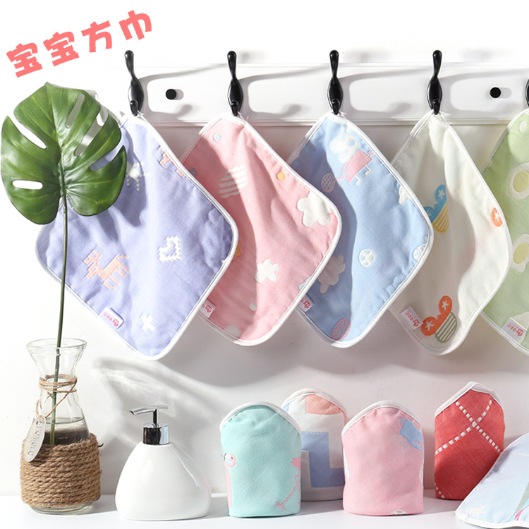 Six-layer cotton gauze baby products towel square handkerchief soft hanging towel wipe mouth towel saliva towel children's towel