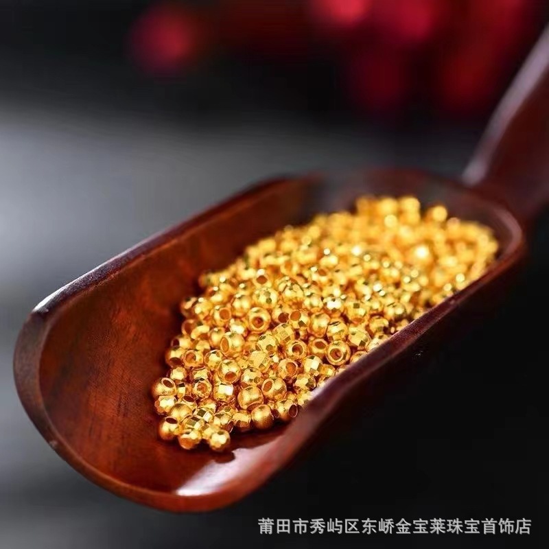 Foot gold 999 gold disco beads laser beads 3D hard gold beads transfer beads tail ring loose beads bracelet for men and women