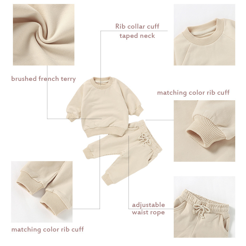 Foreign Trade Children's Sweatshirts Organic Cotton Children's Suits Baby Sweatshirts Baby Children's Pullovers Cross-Border Children's Sweatshirts