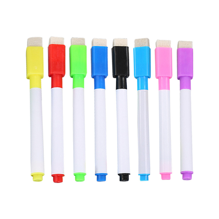 Creative Small Whiteboard Pen with Brush, Color Core, Black Core Whiteboard Pen, Children's Graffiti Erasable Pen, Water-Based Marker Pen Wholesale