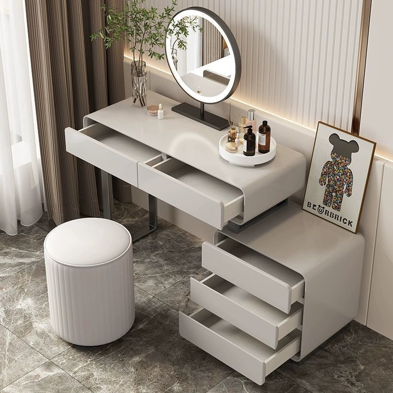 Light Luxury Cream Dressing Table Bedroom Modern Style Simple Small Apartment Dressing Table Storage Cabinet Integrated Dressing Table