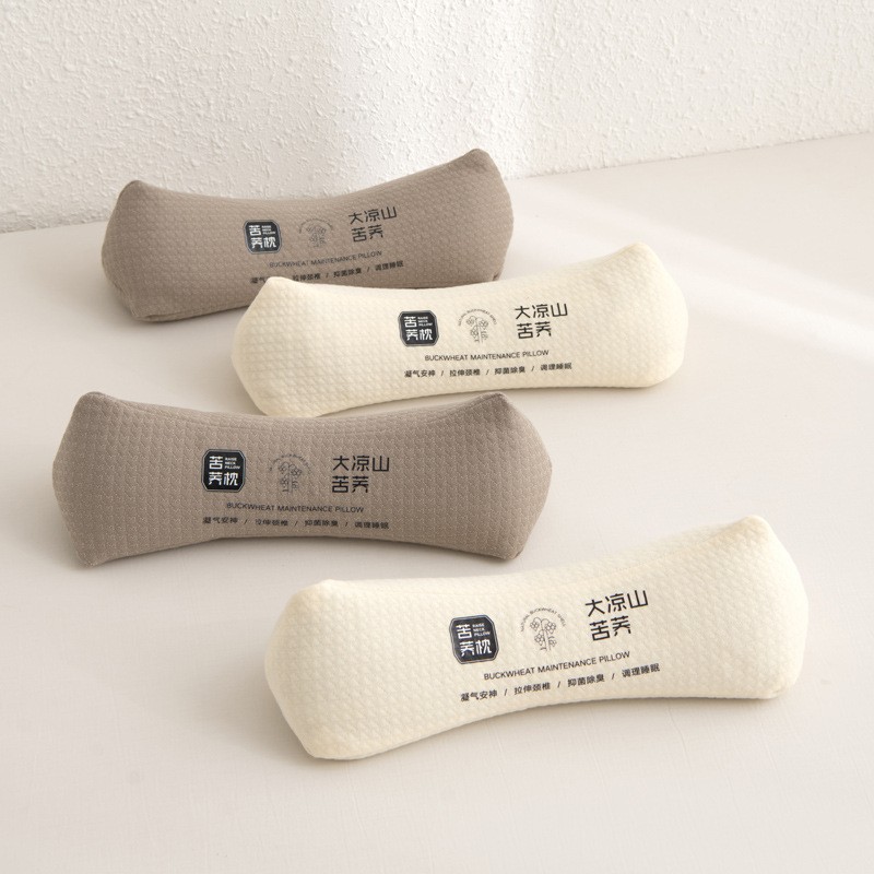 New Full Buckwheat Pillow Knitted Cotton Buckwheat Shell Triangle Diamond Cervical Pillow Hard Candy Cylindrical Neck Pillow