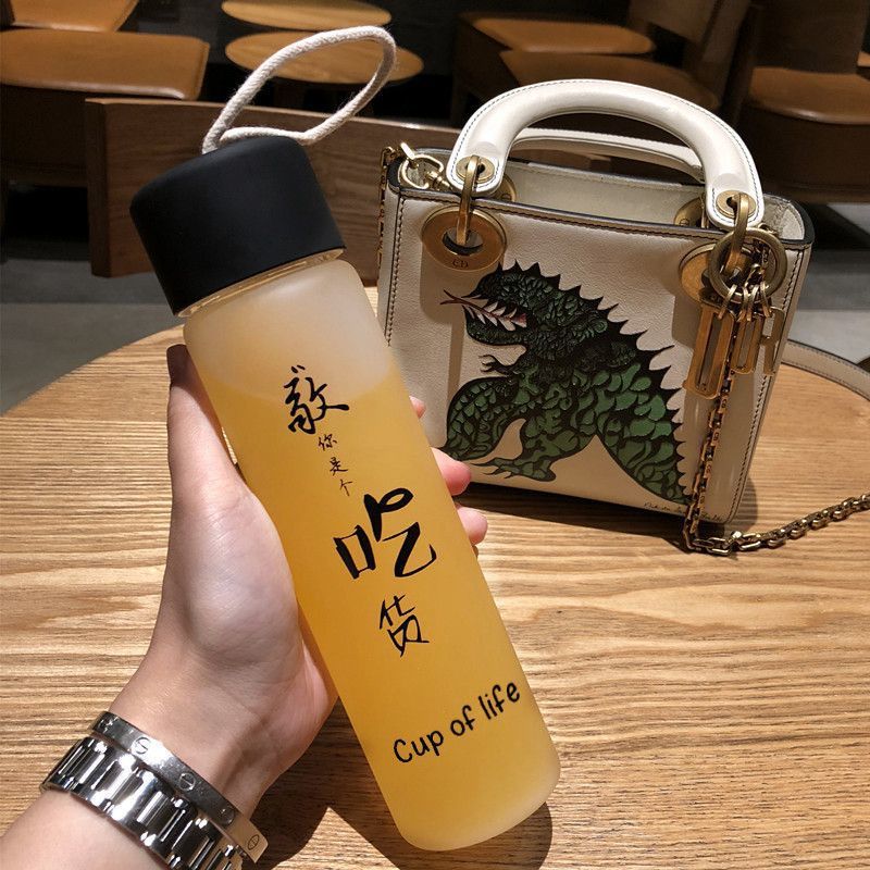 Portable Frosted Glass Water Cup for Female and Male Students Ins High-Looking Fresh Trendyy Water Bottle Cute Simple Tea Cup