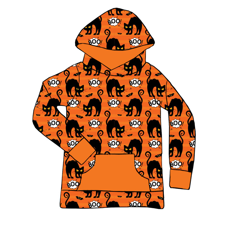 Cross-Border Wholesale Customized Long-Sleeved Hooded Sweatshirts for Boys and Girls Digital Printing Process