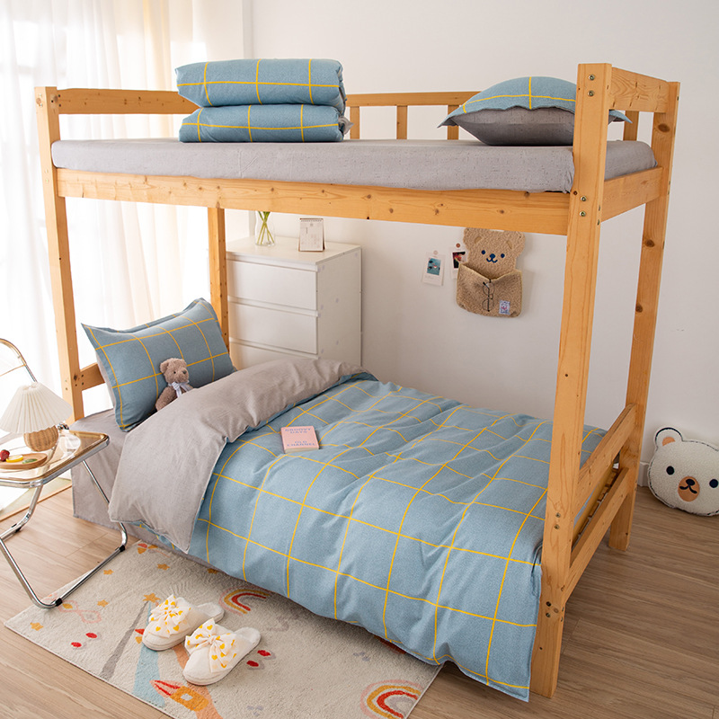 Manufacturer Wholesale Student Dormitory Single Three-Piece Bed Sheets Quilt Cover Full Set Brushed Six-Piece Set Non-Cotton