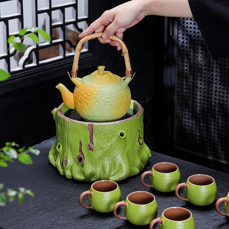Charcoal Stove Tea Brewing Electric Ceramic Stove Set for Home Indoor Open Flame Outdoor Dry Burning Teapot Dehua Coarse Pottery