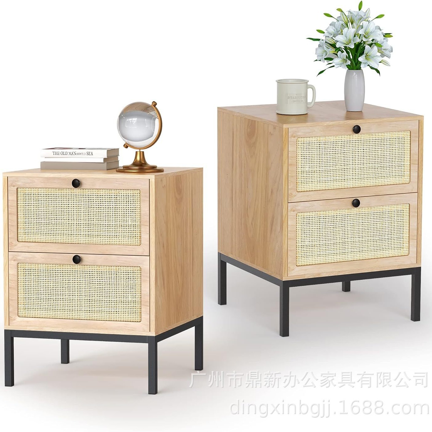 Лучший продаваемый современный набор прикроватных тумбочек из ротанга, 2 ящика, кофейный столик