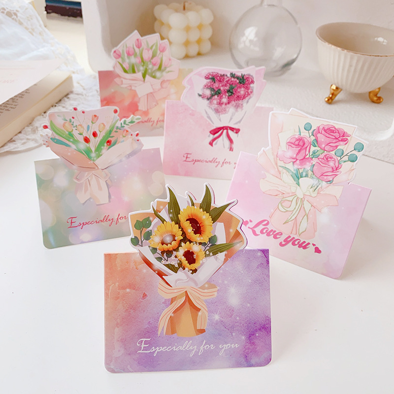 Three-dimensional bouquet flower creative greeting card flower shop birthday blessing mother's day small card teacher's day thank you card