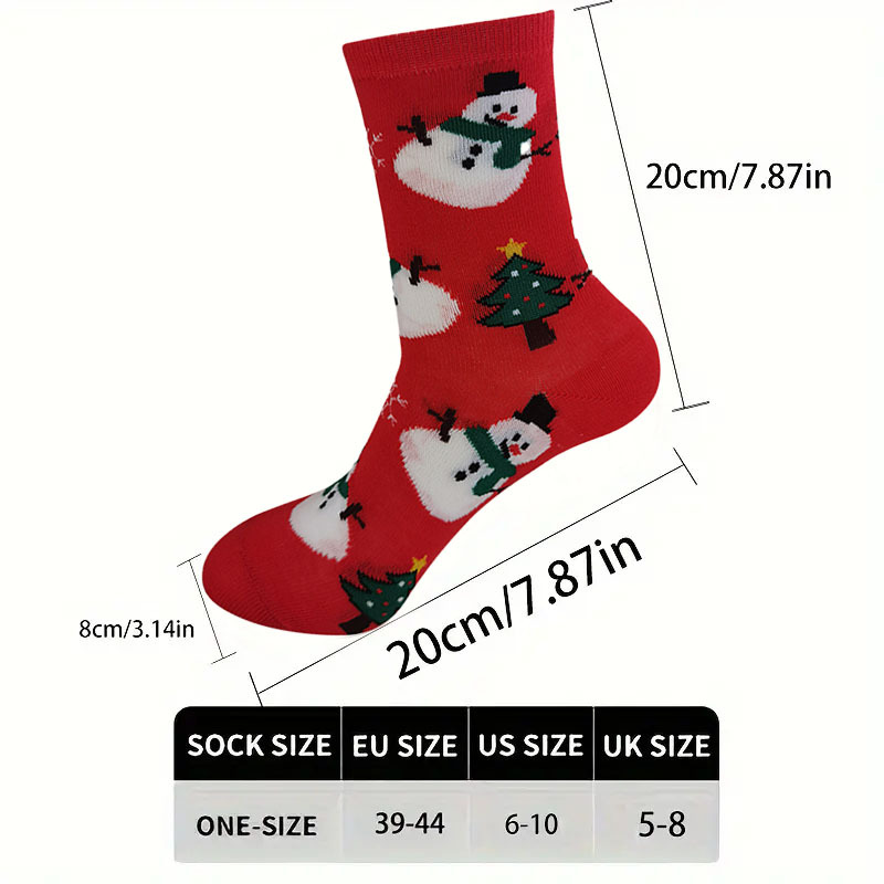 2024 autumn and winter socks women's mid-barrel Christmas socks cute cartoon snowman elk socks red socks Christmas socks ins
