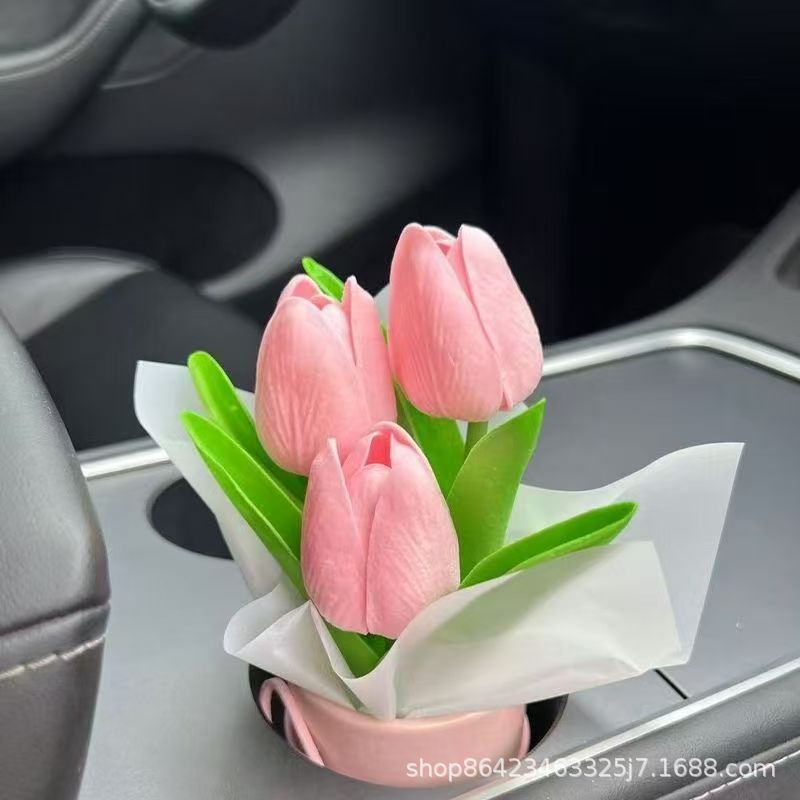 Car ornaments tulip bouquet car center console decoration online popular car supplies co-pilot empty girlfriend special