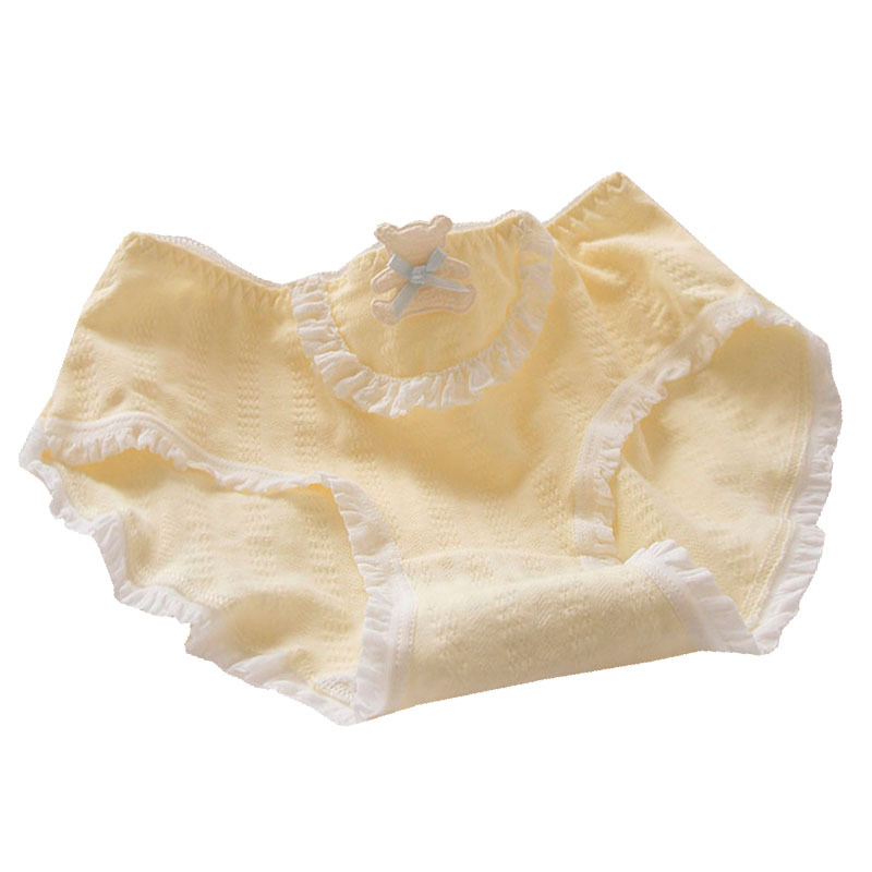New milk yellow bear# underwear women's cotton antibacterial crotch low waist sweet cute breathable girl briefs A301