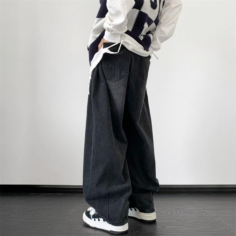 Wide-Leg Jeans for Men and Women, Spring & Fall Korean Style Versatile Casual Long Pants, Winter American Loose Large Size Trendy Pants