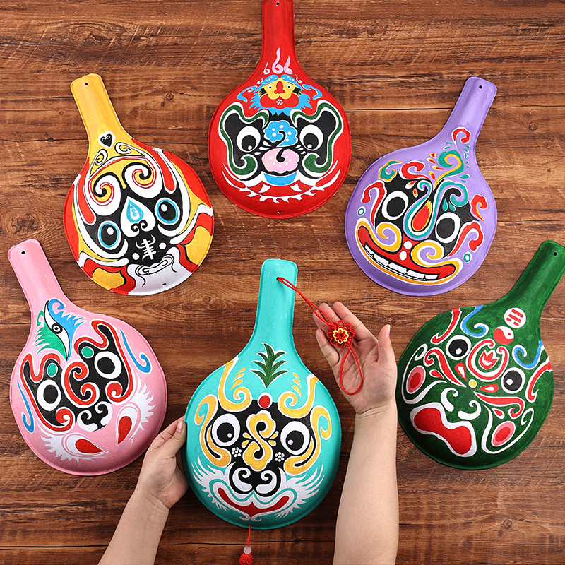 Mask Blank Painting Graffiti Kindergarten Children's Hand-Drawn Peking Opera Face Mask DIY Mask Blank Painting Graffiti