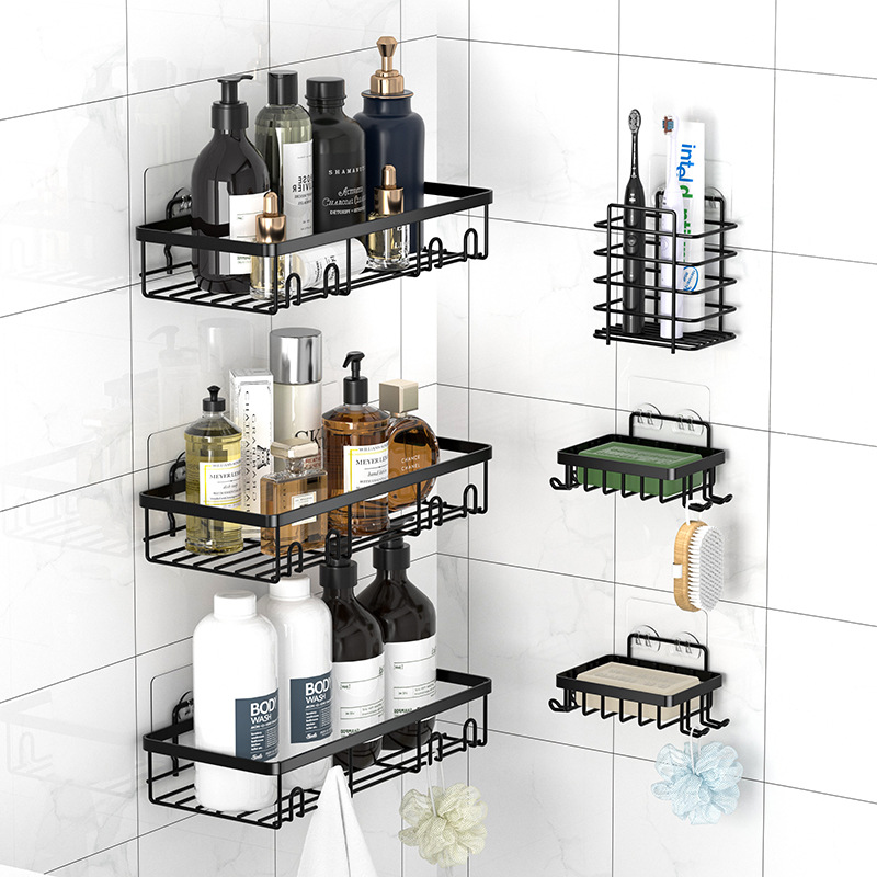 Настенная полка для ванной, без сверления, для хранения туалетных принадлежностей