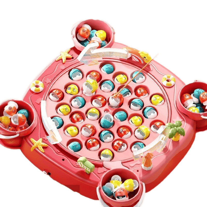 Large children's fishing toy electric rotating with sound effect magnetic fishing rod baby toy one to one year old