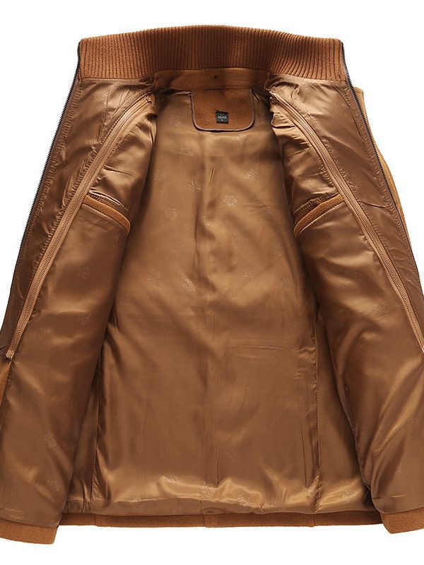 Cross-Border Supply of Autumn and Winter Double-Layer Collar Woolen Outwears, Thickeneded Collar Mid-Length Woolen Woolen Windbreaker Men's Outwears