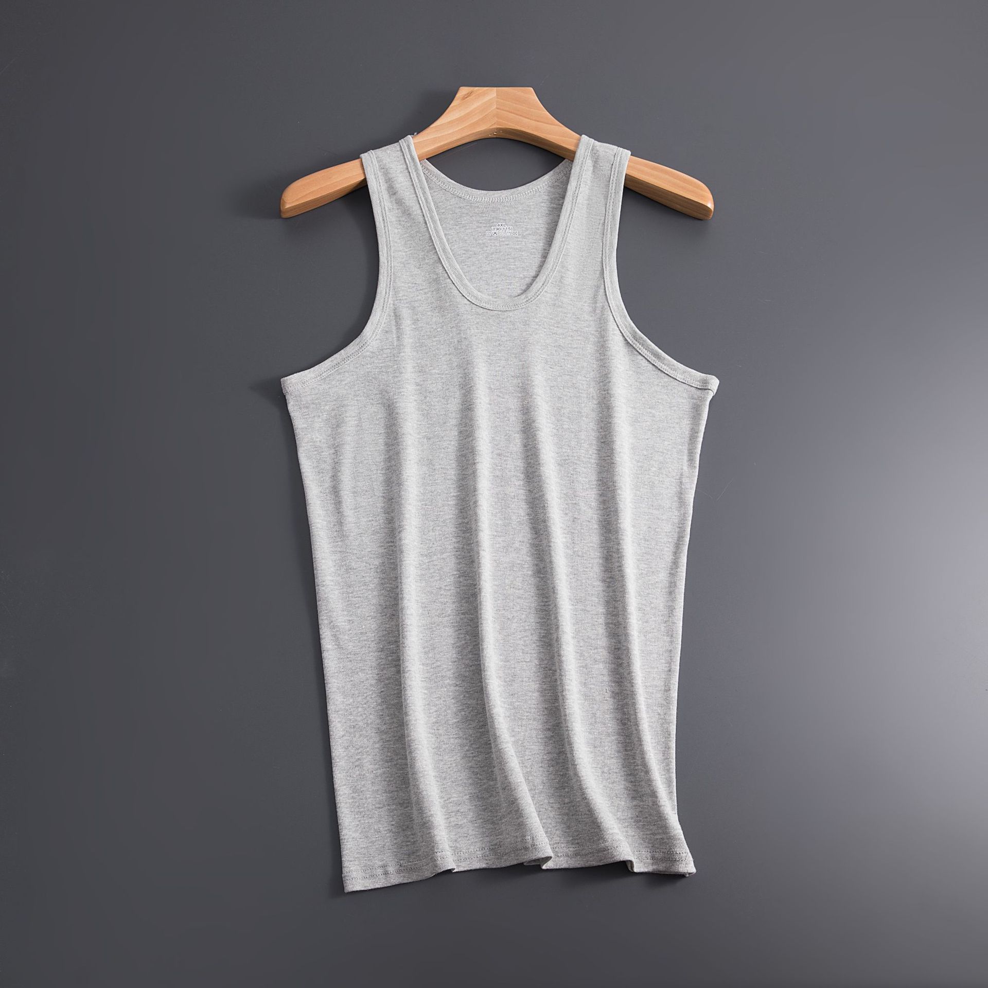 Men's Cotton Vest Summer Sweat-absorbent Threaded Sling Elastic Slim-fit Sports Backing Sweatshirt Hurdle Solid Color Direct Selling