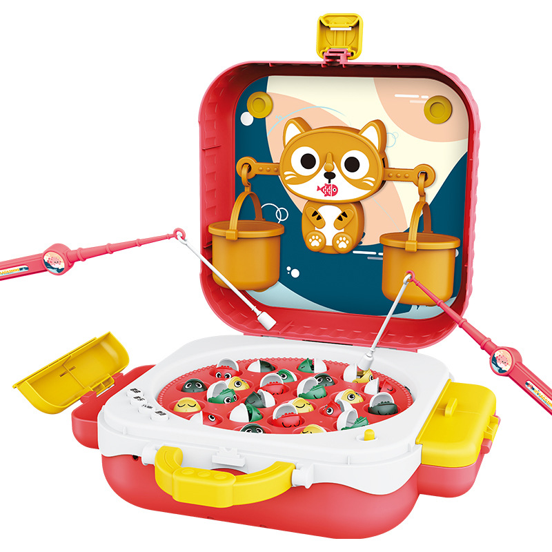 Children's Electric Rotating Magnetic Fishing Toy Multifunctional Early Education Story Backpack Diaoyutai Weighing Balance Toy