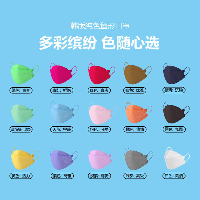 Disposable fish-shaped mask 10 pieces independent KF943D three-dimensional KN95 disposable mask