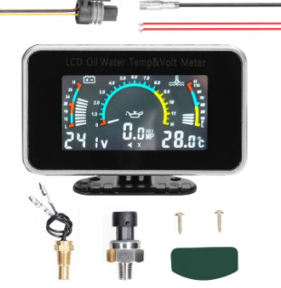 LCD three-in-one one-piece meter LCD water temperature + voltage + oil pressure meter automobile truck engineering vehicle agricultural vehicle change meter