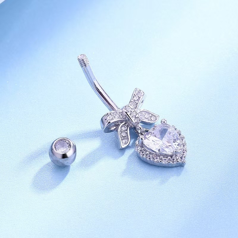Cross-border new creative navel bow heart-shaped zircon body piercing jewelry