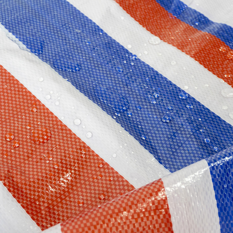 In stock PE double coated color stripe cloth New Material double-sided waterproof cloth construction site goods yard dustproof windproof color stripe cloth