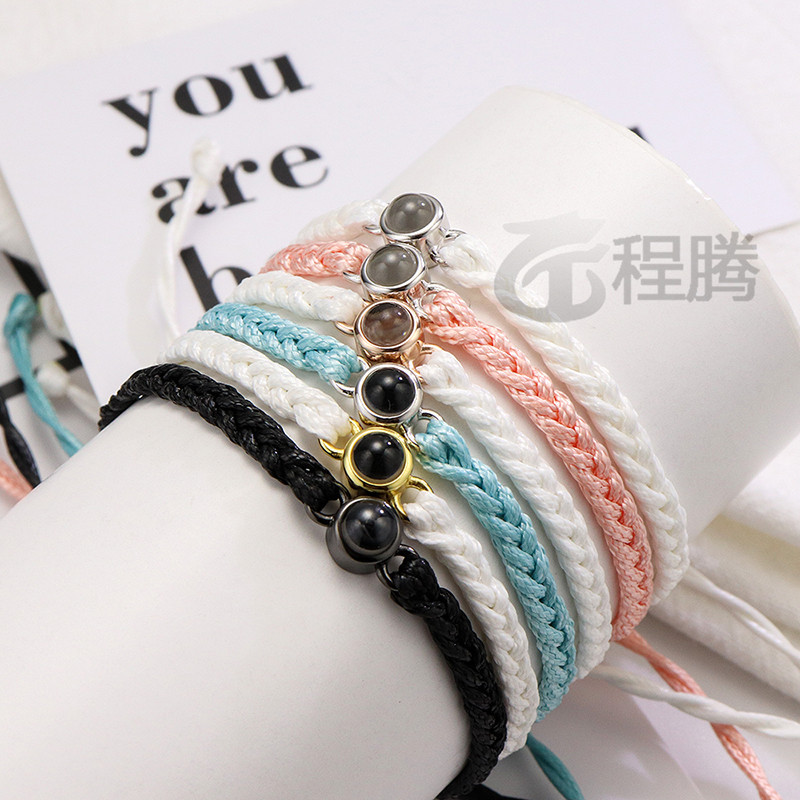 Cross-Border Popular 925 Silver 100 Languages Projection Braided Bracelets Ethnic Style Niche Design Hand Accessories Export Wholesale