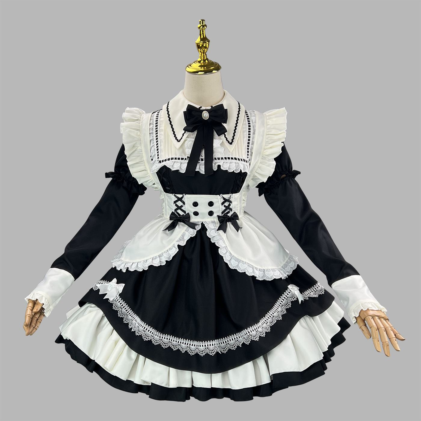 New Cross-Border Perfect Maid Cos Costume Maid Outfit with Detachable Sleeves Lolita Performance Costume Internet Celebrity Live Broadcast Costume